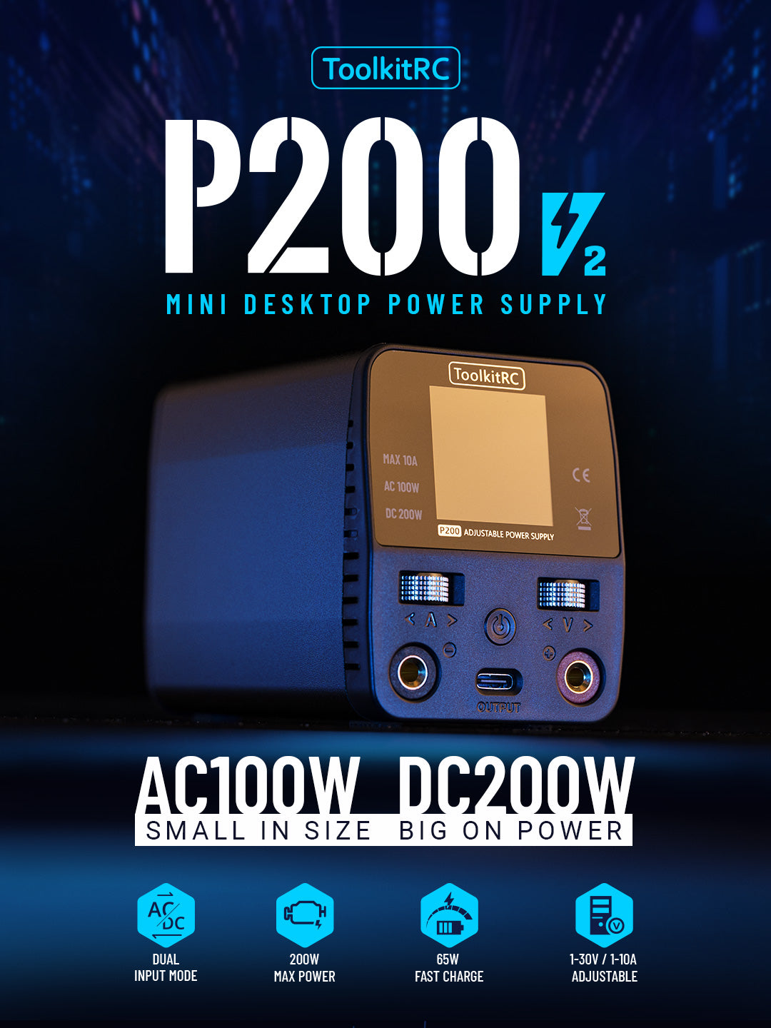 ToolkitRC P200 V2 Mini Desktop Power Supply