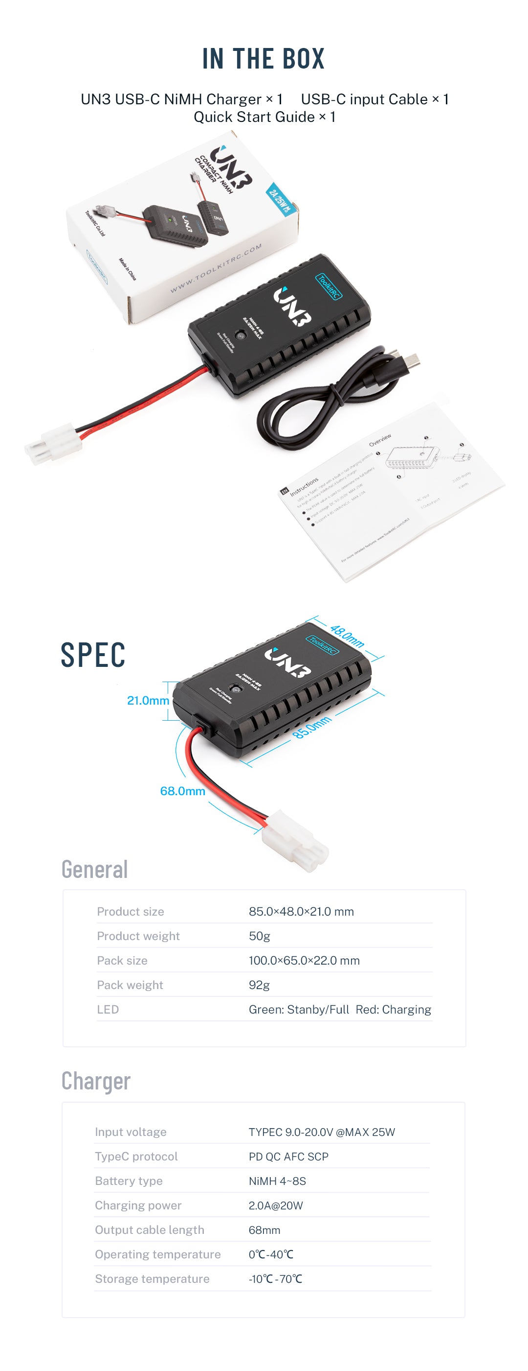 ToolkitRC UN3 USB-C NiMH Charger